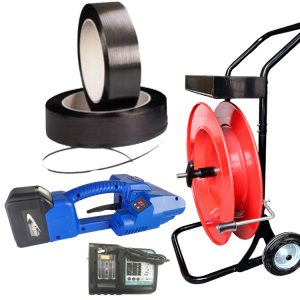 Polyesterivannetyökalusarja NEO2 9–16 mm PET PP akulla, laturilla ja PP-vannenauhalla, pakettinäkymä